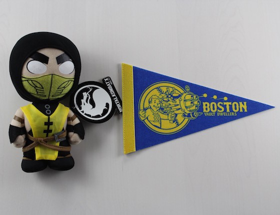 Arcade Block Subscription Box Review August 2015 - Scorpion Plush and Fallout 4 pennant
