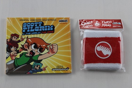 Arcade Block Subscription Box Review August 2015 - Scott Pilgrim CD and Wrist Band