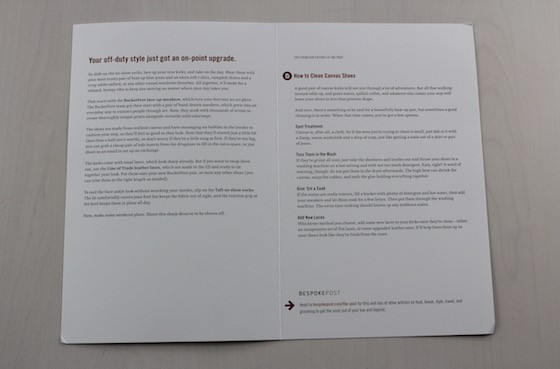 Bespoke Post Subscription Box Review & Coupon September 2015 kicks - Booklet Open