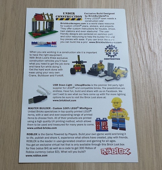 Brick Loot Subscription Box Review September 2015 - info