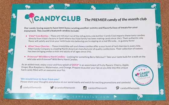 Candy Club Subscription Box Review + Coupon September 2015 - -Card1