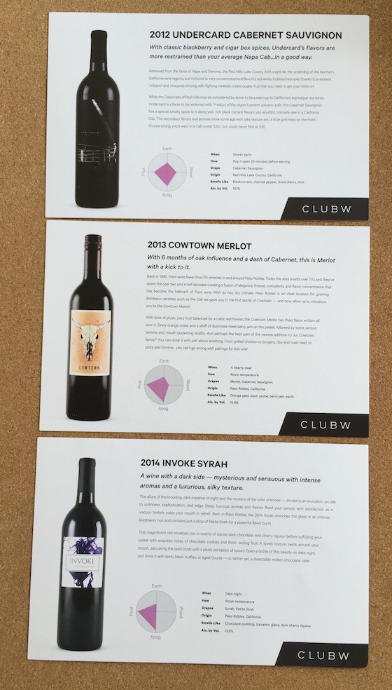 Club W Wine Subscription Review & Coupon September 2015 - Cards1