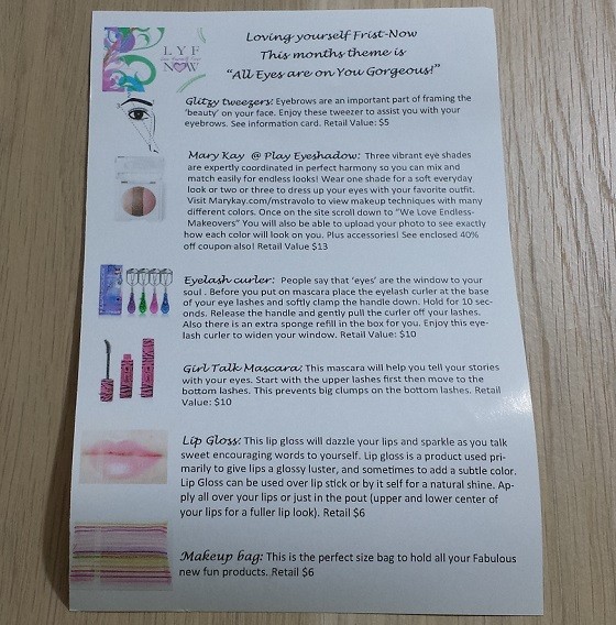 Love Yourself First Now Subscription Box Review September 2015 - info