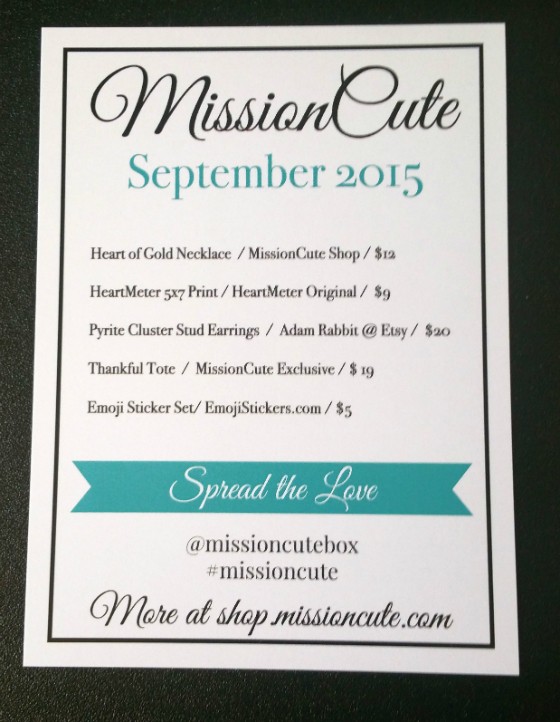 Mission Cute Subscription Box Review August 2015 - info 1