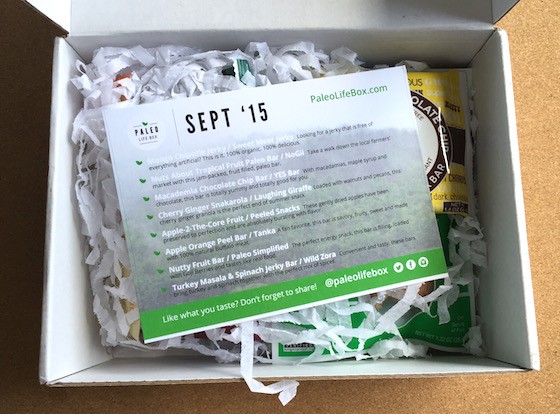 Paleo Life Box Subscription Box Review September 2015 - Inside