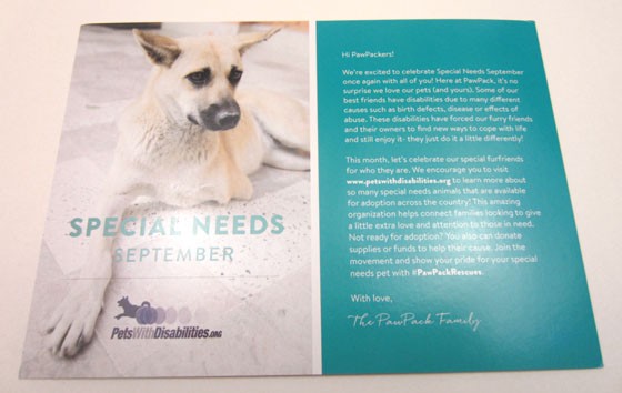Paw Pack Subscription Box Review + Coupon September 2015 - card1