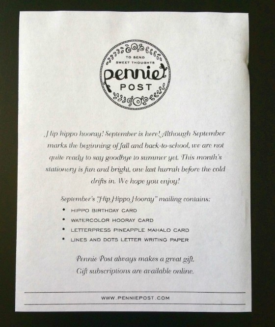 Pennie Post Subscription Review September 2015 - info 1