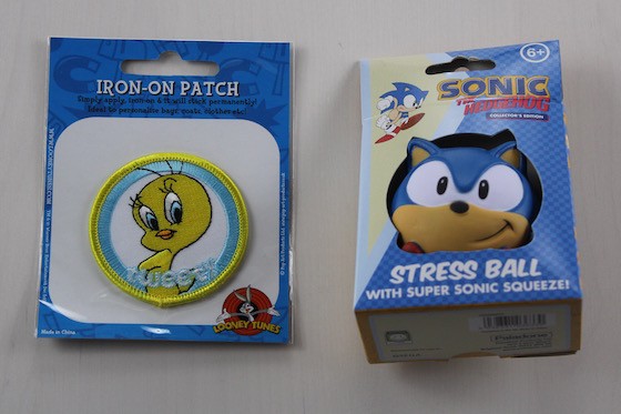 Power Up Box Subscription Box Review August 2015 - Tweety Patch and Sonic Stress Ball