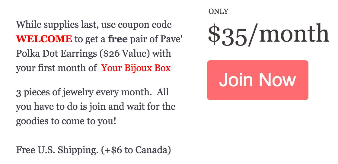 Your Bijoux Box Coupon Code – Free Earrings! Details