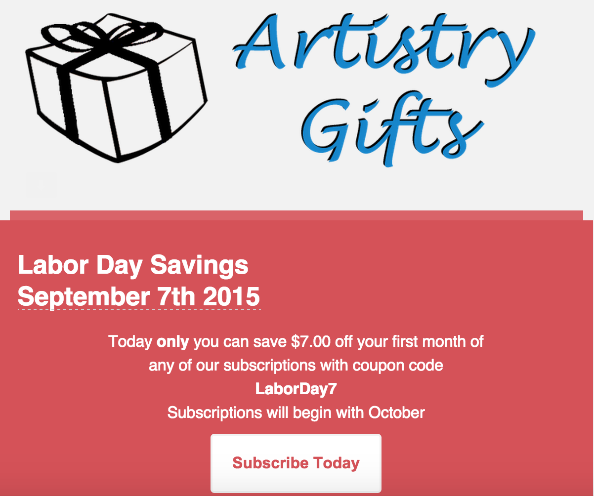 Artistry Gifts Subscription Labor Day Sale