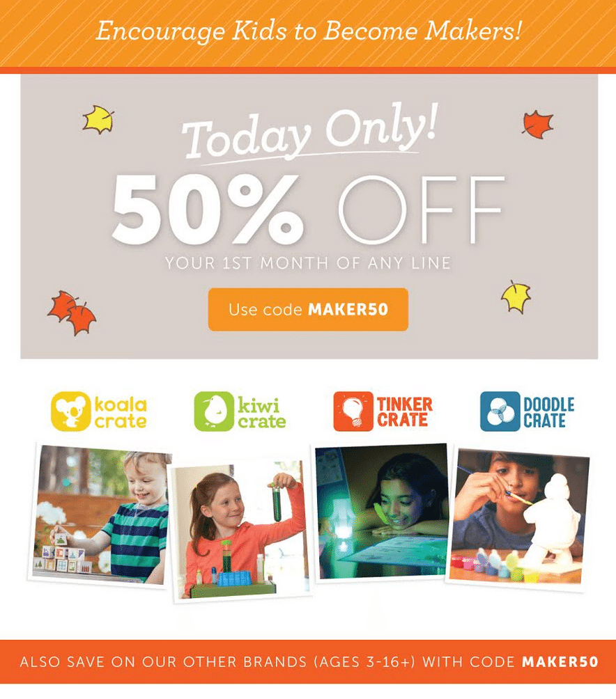 Kiwi Crate Flash Sale – 50% Every Box!
