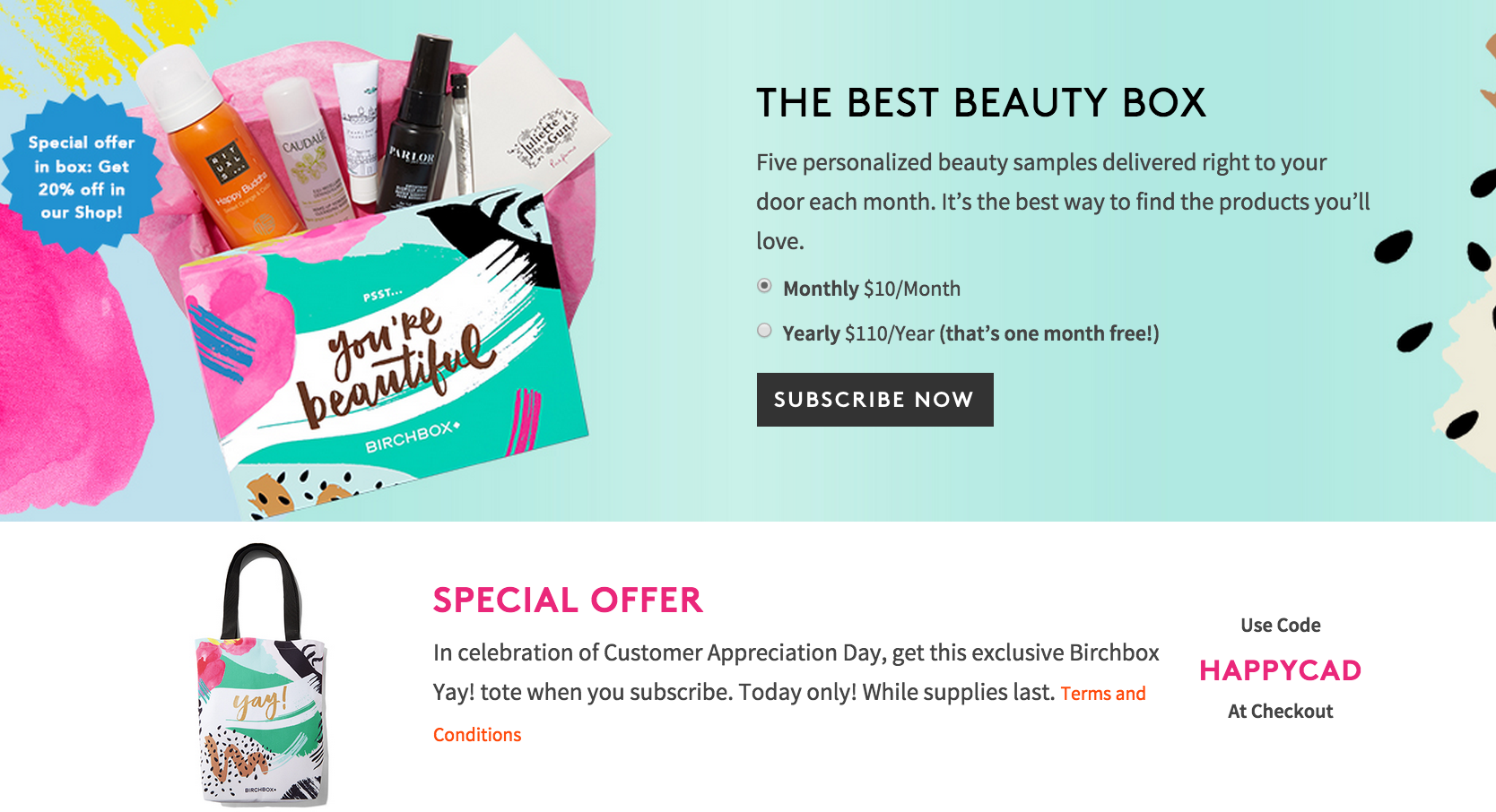 Today Only – Free Yay Tote with Birchbox Subscription!
