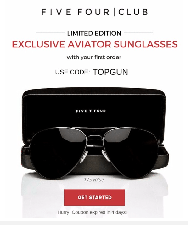 New Five Four Club Coupon – Free Limited Edition Aviator Sunglasses!