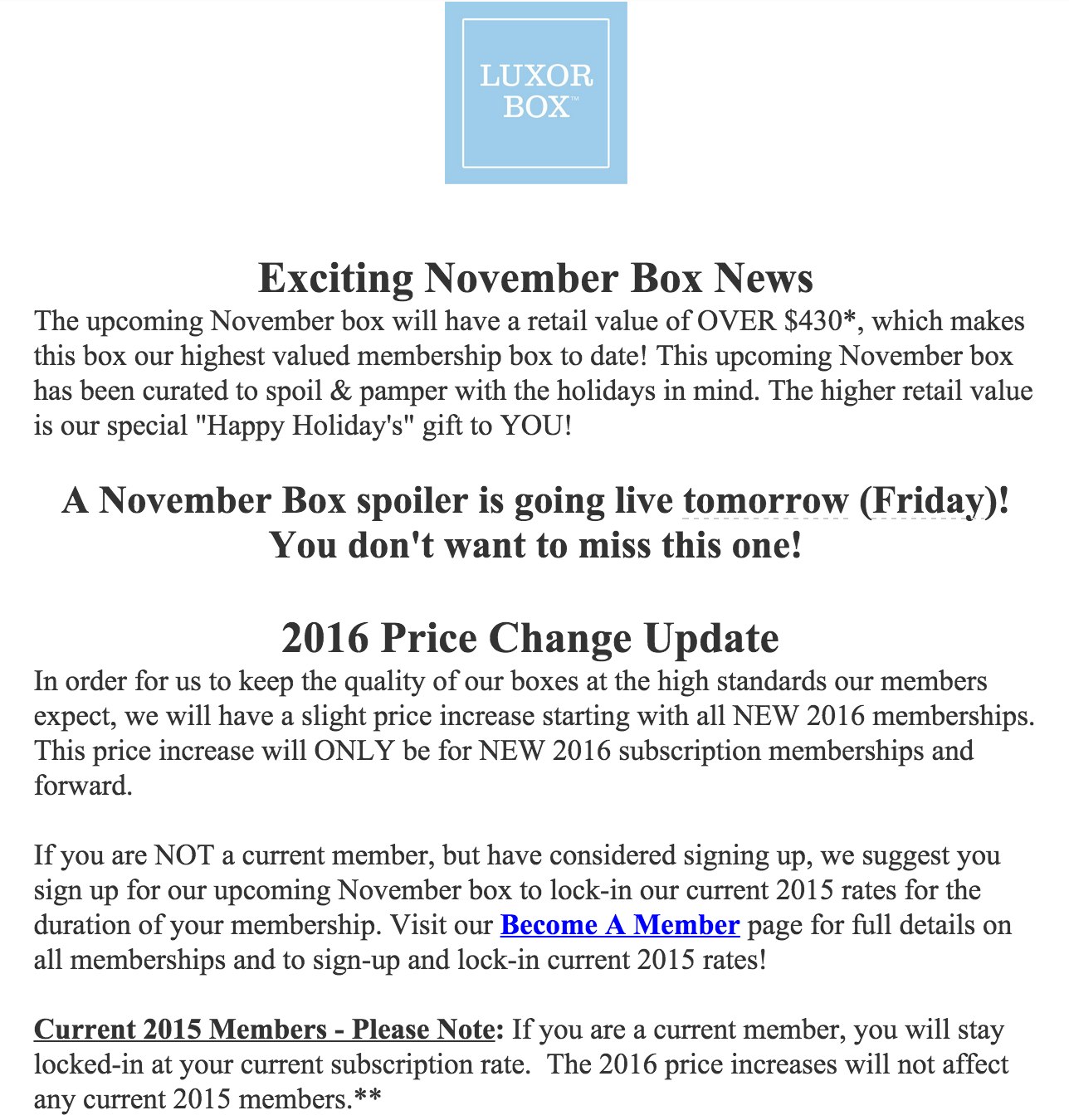 Luxor Box Updates