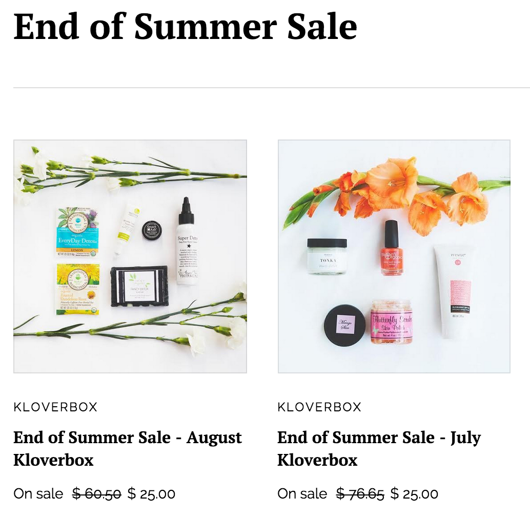 Kloverbox End of Summer Past Boxes Available Now