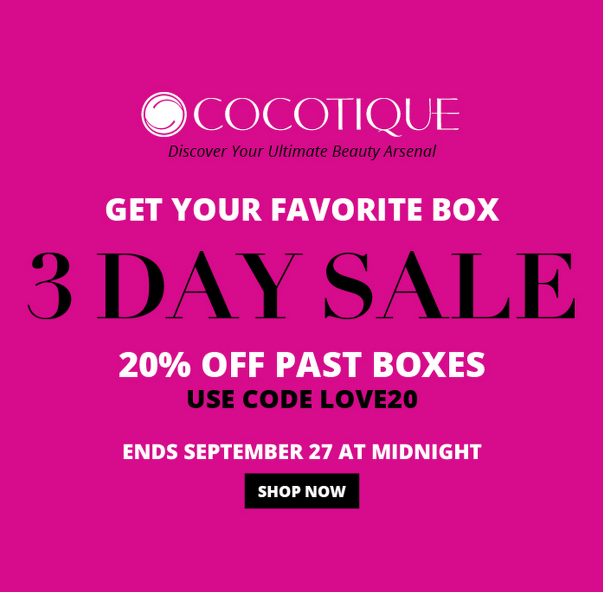 Cocotique Weekend Sale – 20% off Past Boxes!