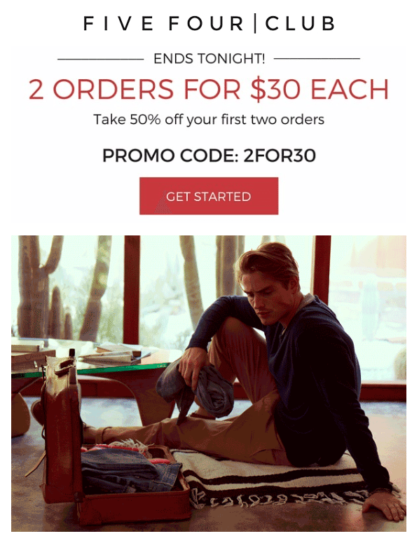 New Five Four Club Coupon – Today Only – 50% off your first two shipments!