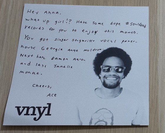 VNYL Subscription Box Review September 2015 - note