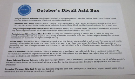 Ashi Box Subscription Box Review October 2015 - card1