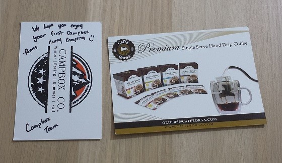 Campbox Company Subscription Box Review October 2015 - notes