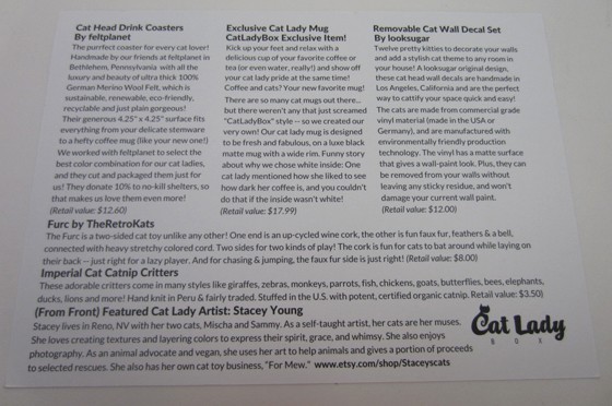 Cat Lady Box Subscription Box Review October 2015 - card2
