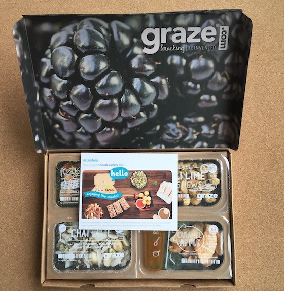 Graze Subscription Box Review + Free Box Coupon October 2015 - Inside