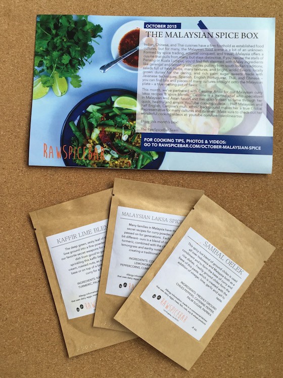 RawSpiceBar Subscription Box Review October 2015 - Contents