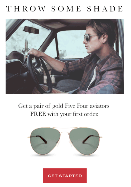 New Five Four Club Coupon – Free Gold Aviator Sunglasses With Your First Delivery!