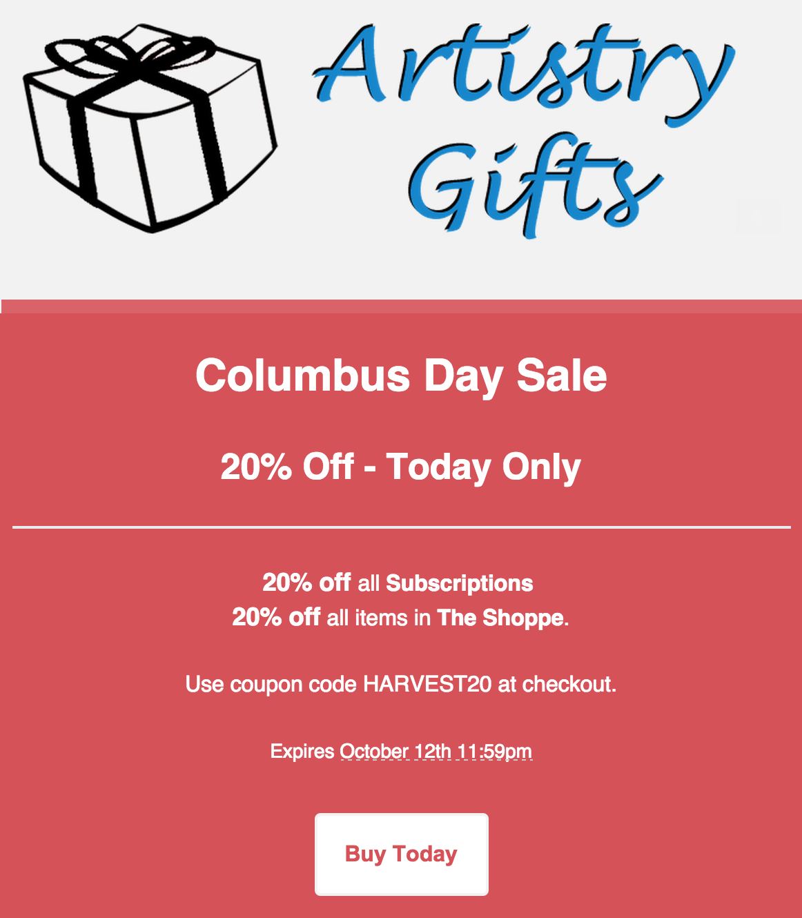 Today Only – 20% off Any Artistry Gifts Subscription!