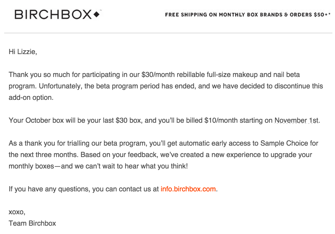 Birchbox Beta Program Update