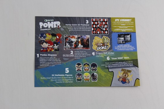 1UP Box Subscription Box Review November 2015 - card back