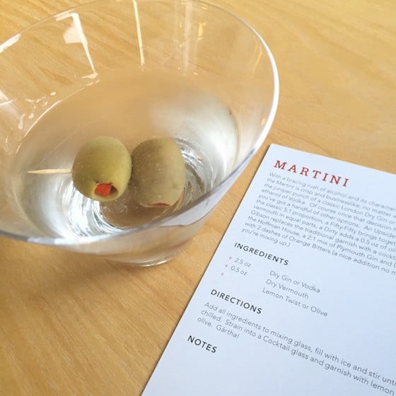 Bitters + Bottles Subscription Box Review October 2015 - Martini