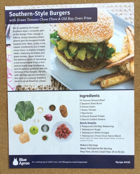 Blue Apron Subscription Box Review October 2015 - BurgerRecipe