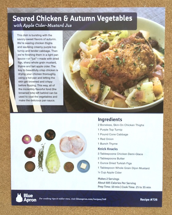 Blue Apron Subscription Box Review October 2015 - ChickenRecipe