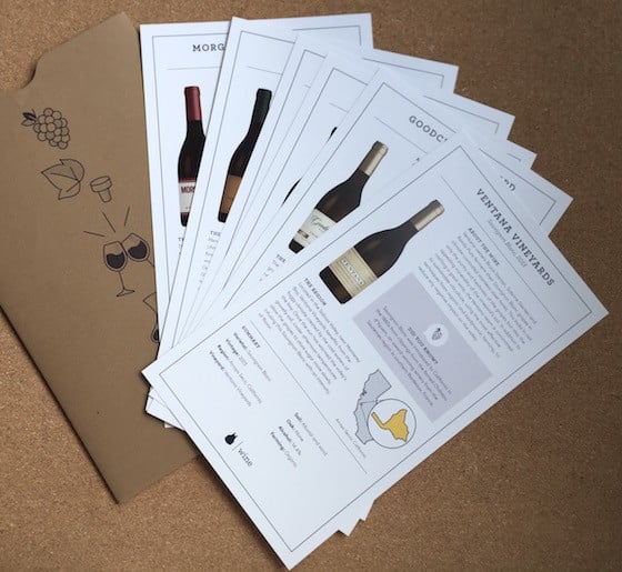 Blue Apron Wine Subscription Box Review October 2015 - Cards