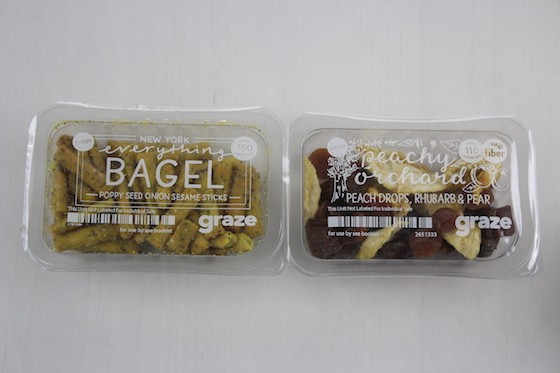 Graze 8-Snack Subscription Box Review + Free Box Coupon November 2015 - everything bagel and peachy orchard
