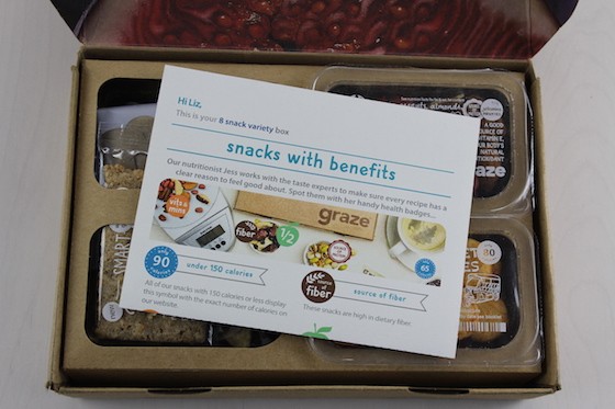 Graze 8-Snack Subscription Box Review + Free Box Coupon November 2015 - inside