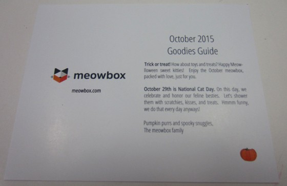 Meowbox Subscription Box Review October 2015 - card1
