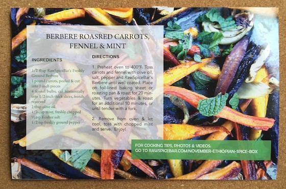 RawSpiceBar Subscription Box Review November 2015 - BerbereRecipe