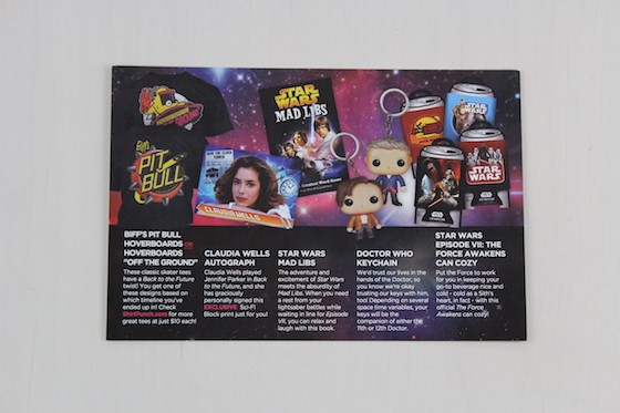 Sci Fi Block Subscription Box Review + Coupon November 2015 - card back