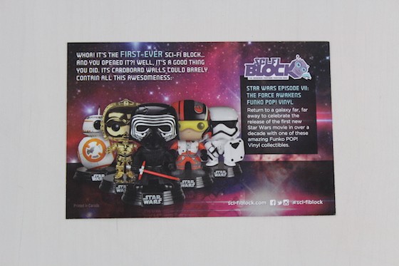 Sci Fi Block Subscription Box Review + Coupon November 2015 - card
