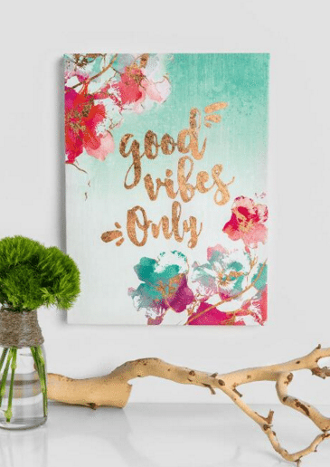 Copper Watercolor Good Vibes Only Wall Decor 