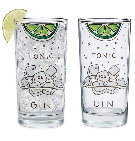 Gin and Tonic Diagram Glassware - Set of 2