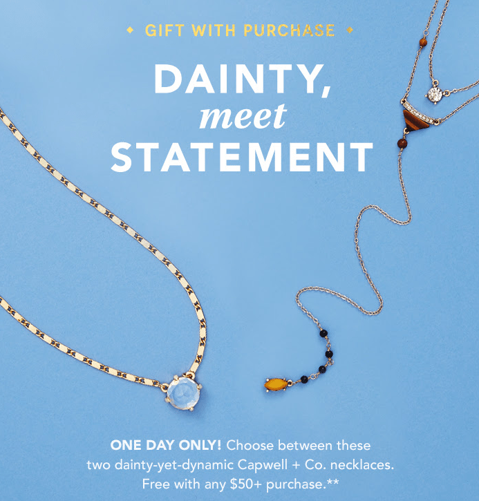Today Only – Free Necklace w/ $50+ Birchbox Shop Purchase!