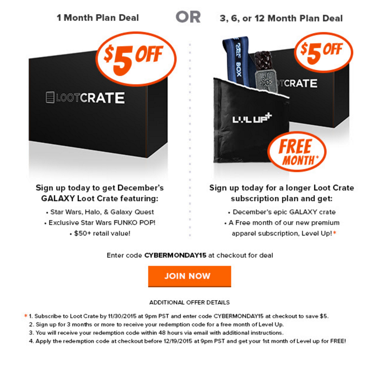 Loot Crate Cyber Monday Deal – $5 off + Free Month Of Level Up!