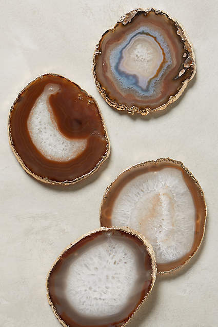 Gilded-Edge Agate Coasters