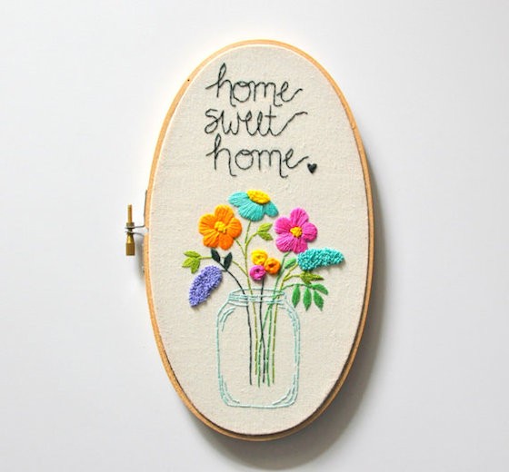 Home Sweet Home Handmade Oval 5x9 Embroidery Hoop 
