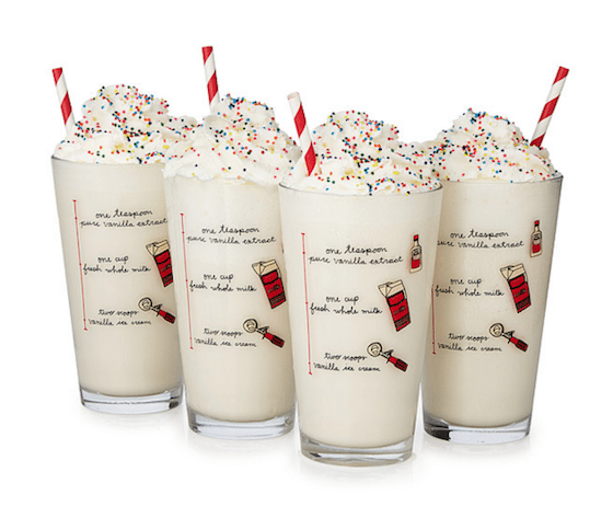 Milkshake Diagram Glasses - Set of 4