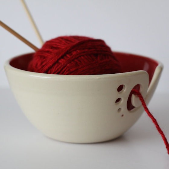 Red Yarn Bowl / Knitting Bowl / Crochet Bowl