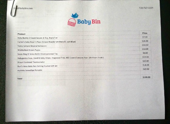 BabyBin Subscription Box Review December 2015 - info